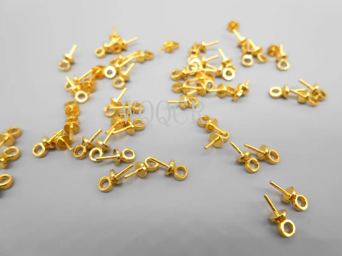 Wholesale DIY 500PCS jewelry plating 18K gold earrings connector pearls crystal beads pendant cap | Украшения и аксессуары