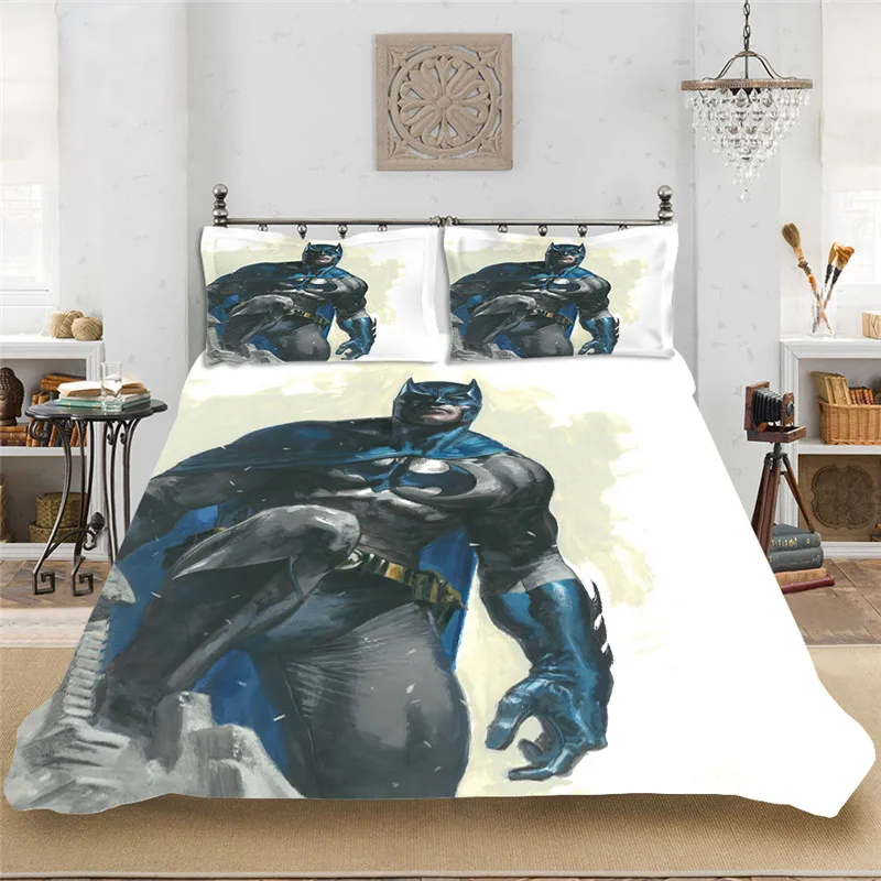 Картина с Бэтменом DC супергерой зимний мягкий постельный комплект постельное