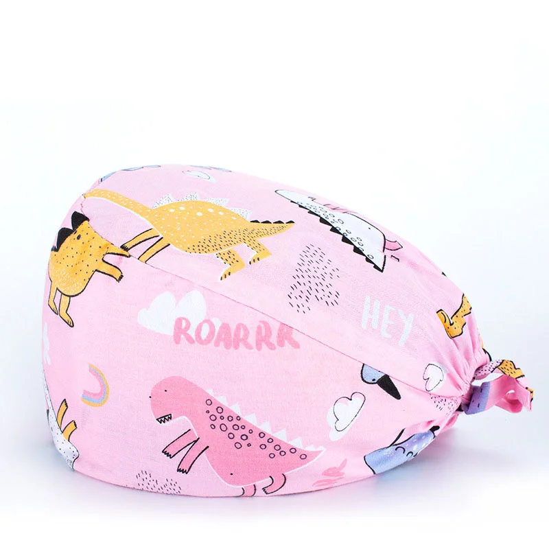 

Printing with Buttons Salon Head Cap Lab Scrub Nurse Accessories Adjustable Sweat-absorbent Surgicals Hat Unisex Scrubs Women