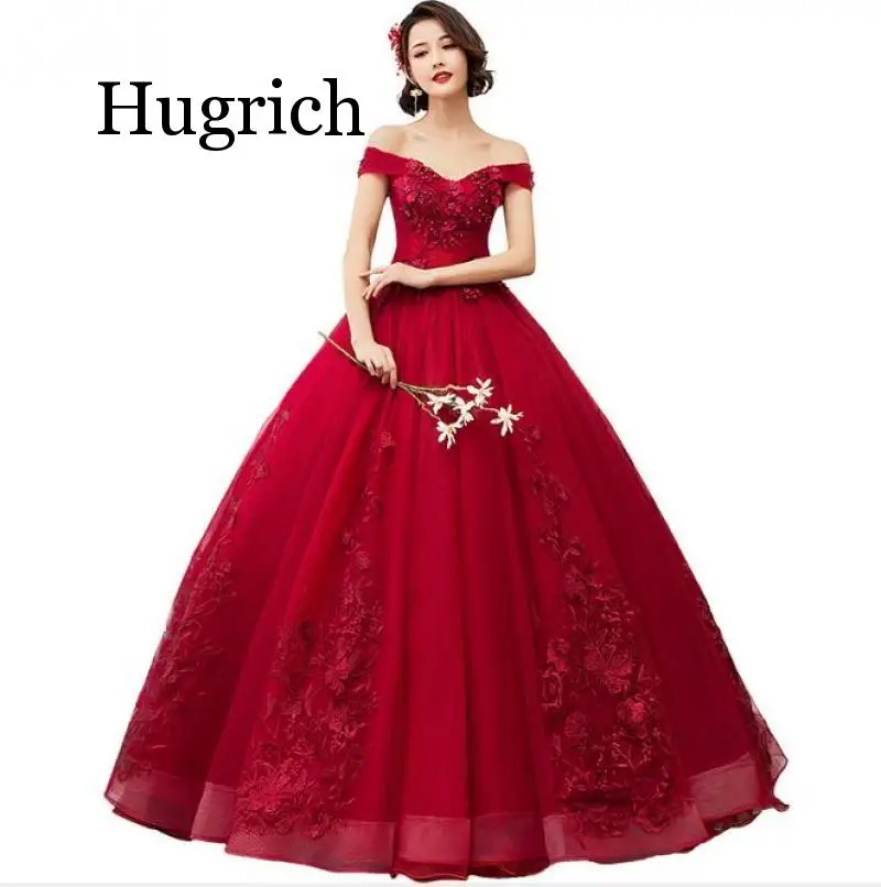 Красные платья для Quinceanera 2021 с открытыми плечами и аппликацией из бисера