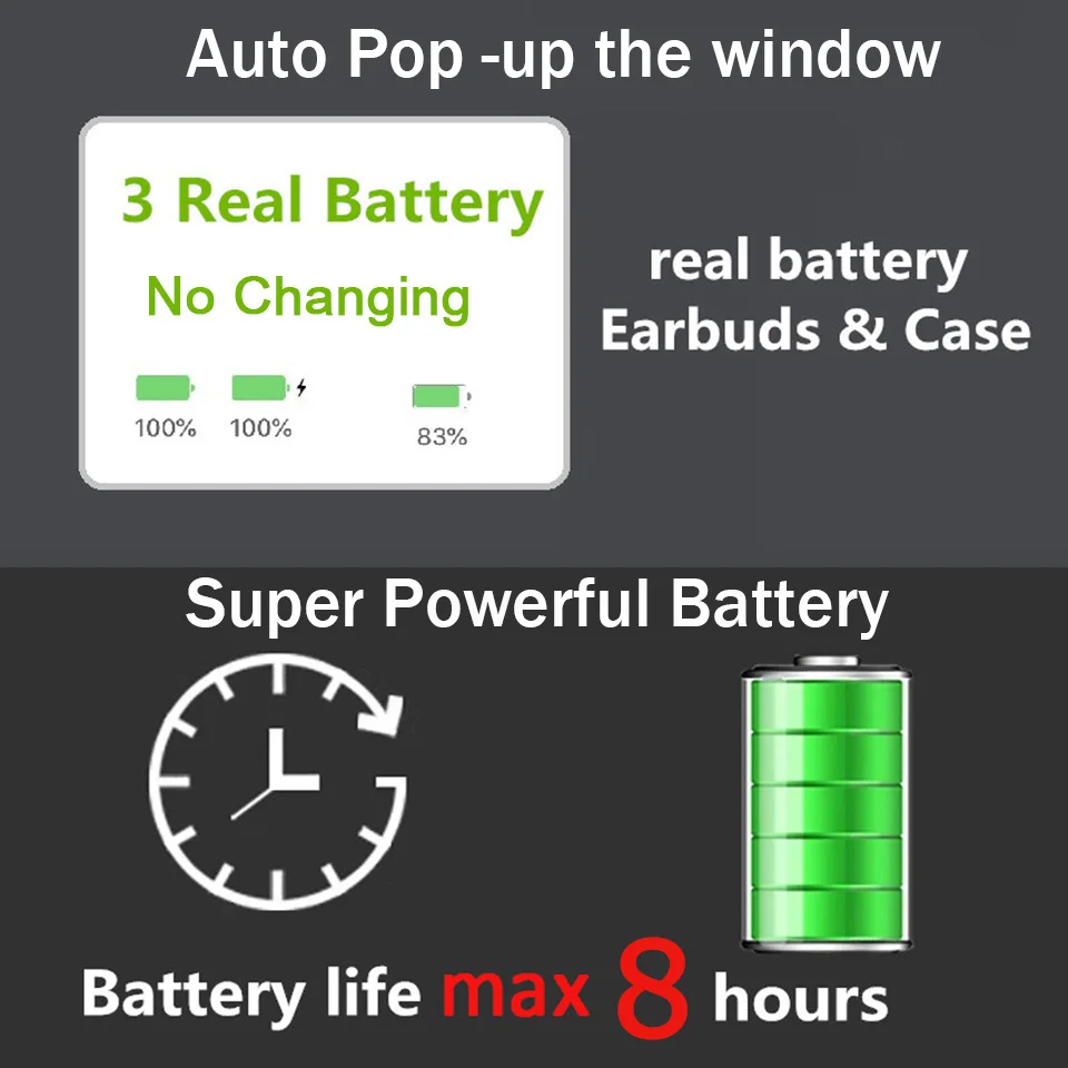 Airoha 1562A ANC AirX Plus TWS Wireless Bluetooth Earphones Air3 with TEXT Noise Cancelling Earbuds 12D Super Bass HD MIC 6-8H |