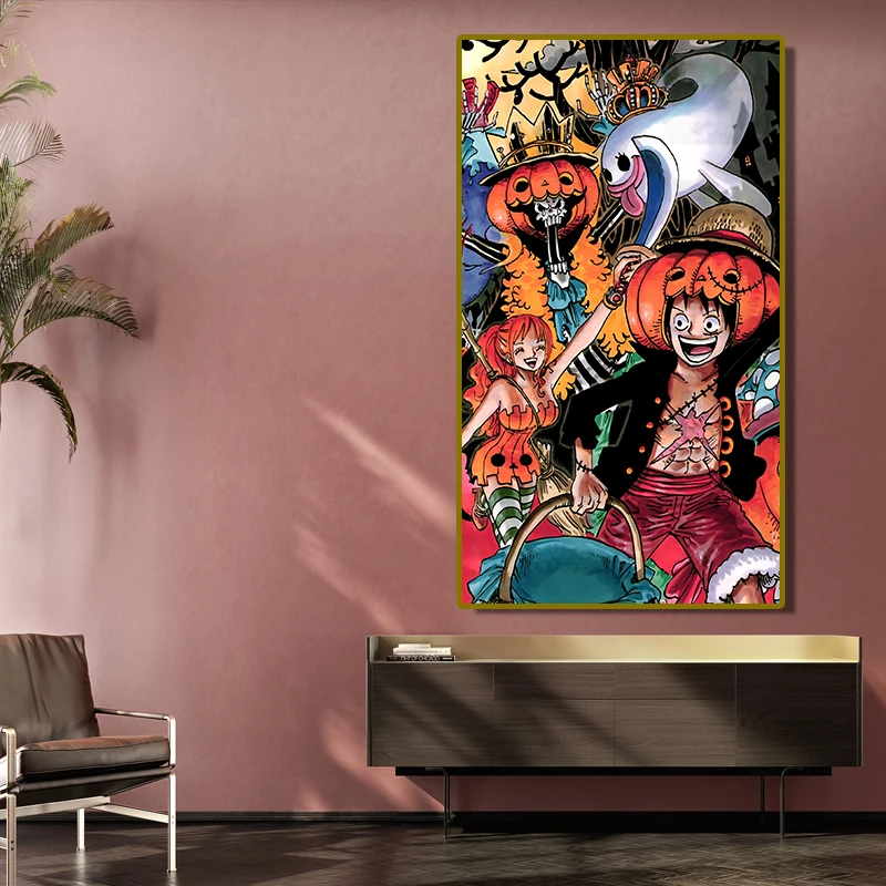 Постер японское аниме One Piece Luffy Nami Хэллоуин платье холст печать для детской