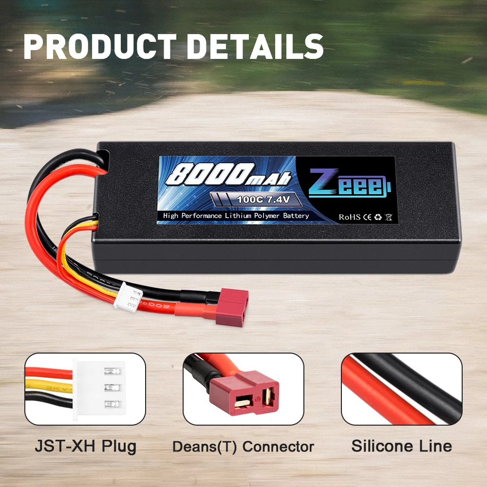 Zeee 2S Lipo Аккумулятор 7,4 V 100C 8000mAh Hardcase RC батарея зарядное устройство Deans Разъем для RC Автомобиль Грузовик Лодка Вертолет FPV гонки