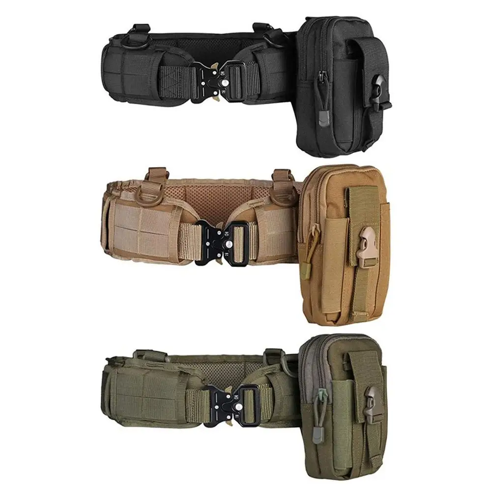 

Outdoor Military Tactical Adjustable Belt Men Molle Battle Belt Army Combat Outdoor CS Hunting Paintball Padded Waist Belt Set
