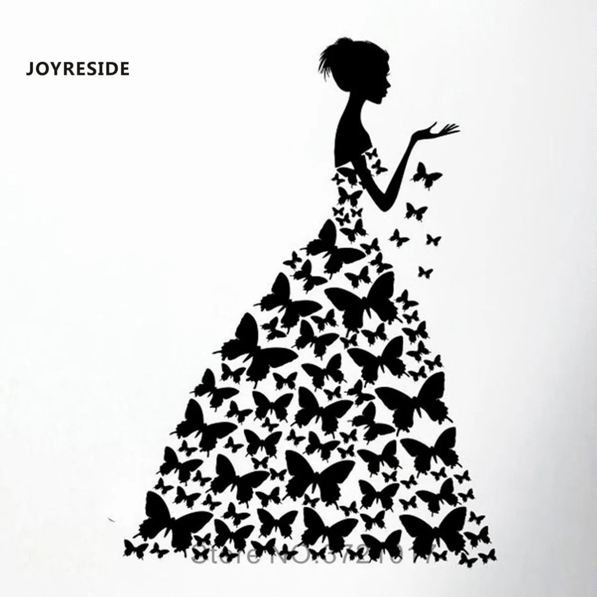 

JOYRESIDE Butterflies Princess Wall Sticker Home Girls Bedroom Wall Decals Beauty Girl Fashion Wall Decor Vinyl Home Decal WM411