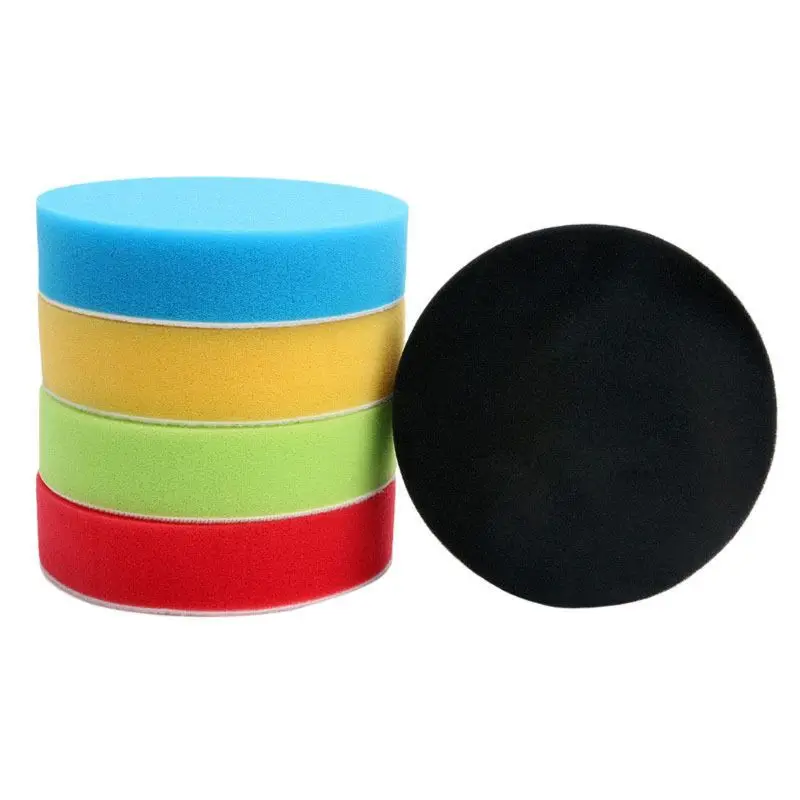 

Hot 5PCS 5" Flat Sponge Buff Buffing Pad Polishing Kit Car Polisher