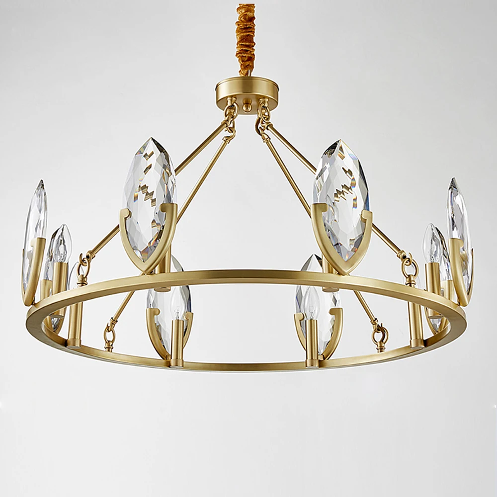 Роскошная хрустальная люстра Современная медная 220 В светильник с подвеской