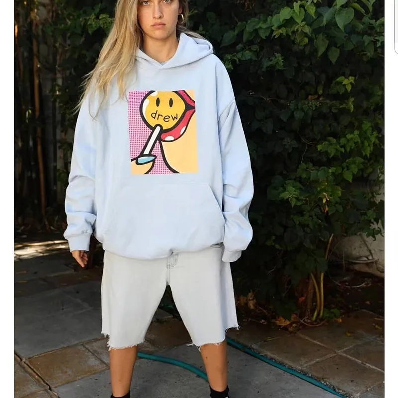 DREW HOUSE Леденец Печати Xxxtenation Мужская толстовка странные вещи Harajuku Свободные толстовки с капюшоном для мужчин и женщин худи на махровой подкладке