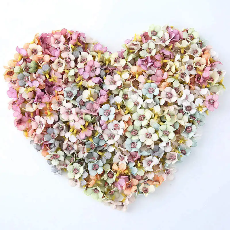

50pcs Multicolor Flower Head Mini Silk Artificial Flower For Wedding Engagement Party Home Decor DIY Garland Headdress