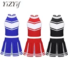 Костюм чирлидинга для девочек, Детский комплект из топа на молнии без рукавов и плиссированной юбки для школы и выступлений