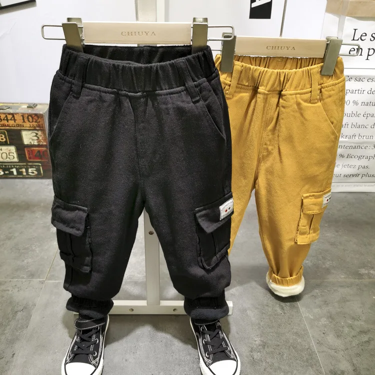 

winter warm plus velvet thickening pants solid children pants toddler trousers baby boys girls sports pants 2-6YEARS