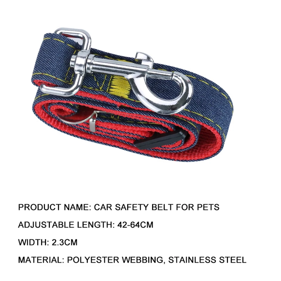 Ремень безопасности Copetsla для собак и кошек регулируемый поводок из денима щенков