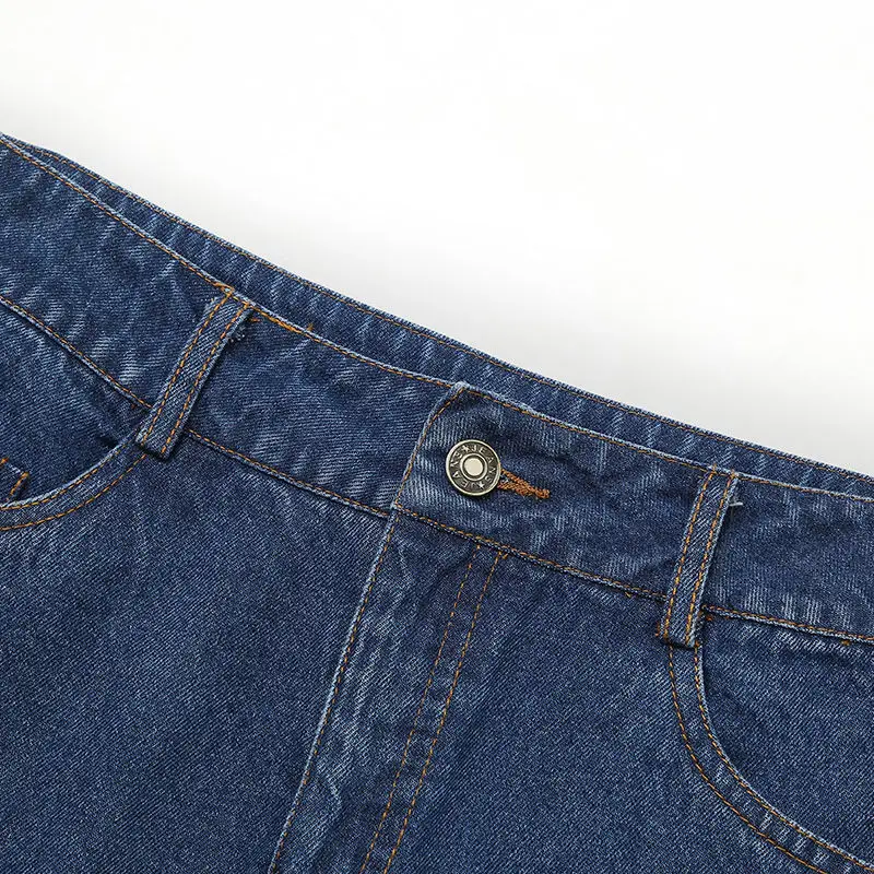 

Summer Ladies Denim High Waist Retro Harajuku Dress 2021 New Casual Fashion Loose Embroidered Long Skirt Street Style