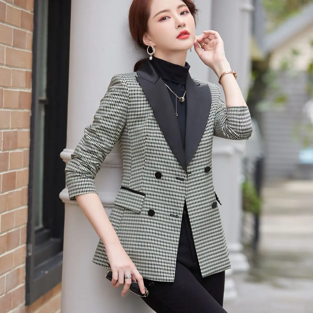 

2021 New Autumn and Winter Women's Professional Wear Casual Office Sets Double Breasted Ladies Jacket Two-piece Fashion Trousers