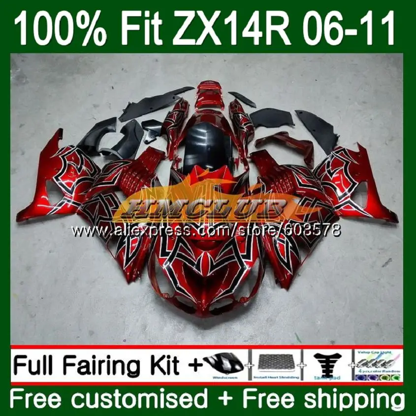 

Инъекции для KAWASAKI ZZR1400 ZX14R 06 07 08 09 10 11 113CL. 19 красного и серебристого цвета ZX 14R ZX-14R 2006 2007 2008 2009 2010 2011 обтекатель