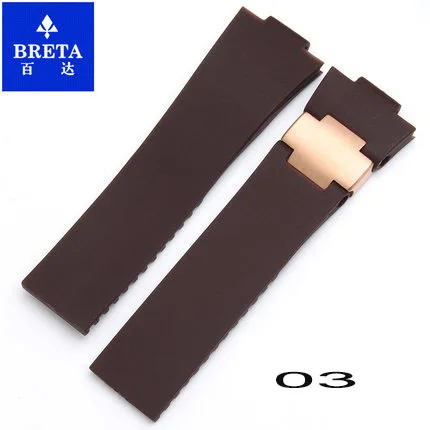 03 BRETA 25*12 мм водонепроницаемый силиконовый резиновый stap черный коричневый синий ремешок для часов для Ulysse Nardin морской Diver ремешки для часов - Цвет ремешка: 03