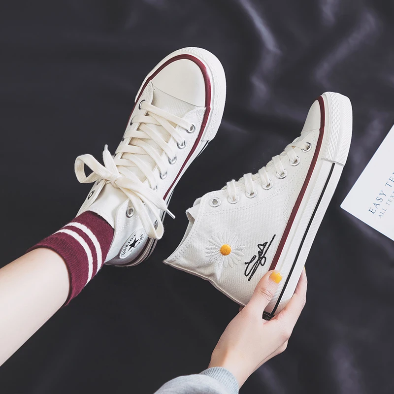 Кеды женские холщовые высокие кроссовки на шнуровке модная повседневная обувь