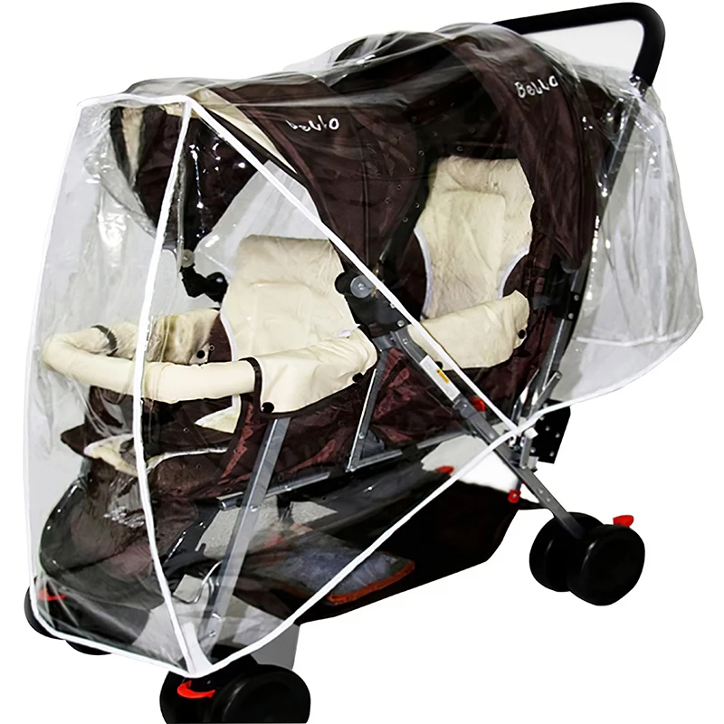 Windproof Rain Cover Universal Rain Cover For Twin Stroller Dust-Proof Rainproof Twins Baby Pushchairs Raincoat Cart Raincover
