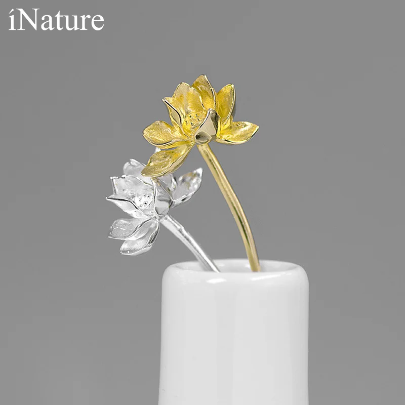 Винтажная Брошь В Виде Цветка Лотоса из серебра 925 пробы|Украшения для волос