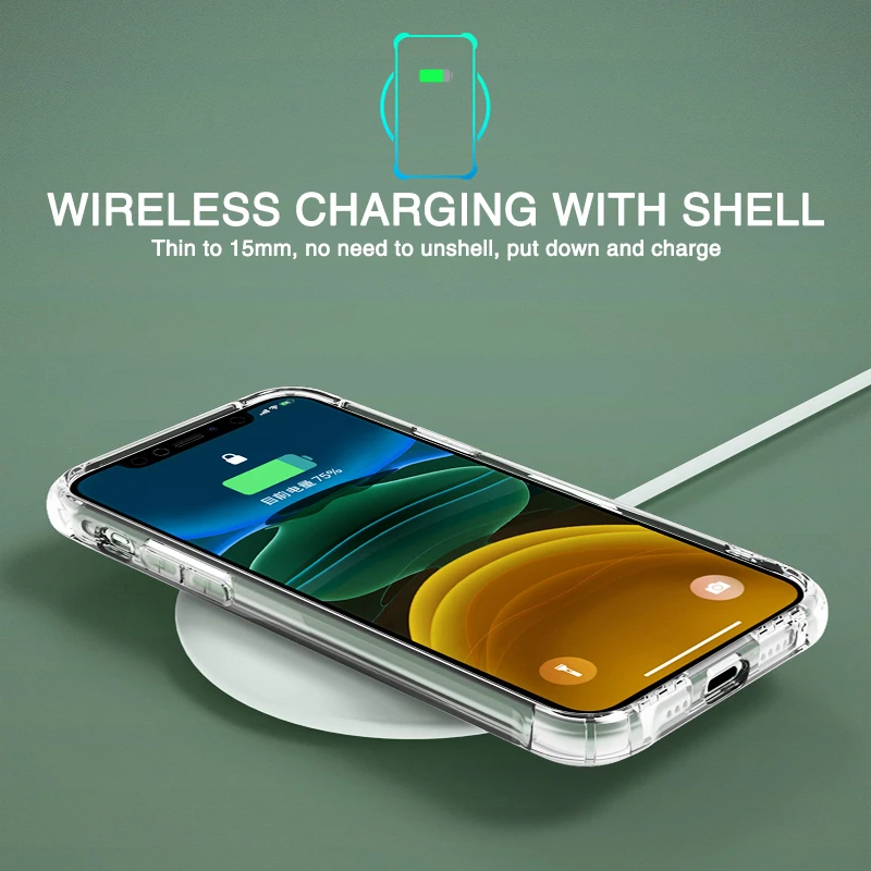 

Transparent Shockproof Anti-fall Case For iPhone 11 12 Pro Max 12 Mini 6 7 8 Plus SE 2020 X XR Xs Max Soft TPU Clear Back Cover