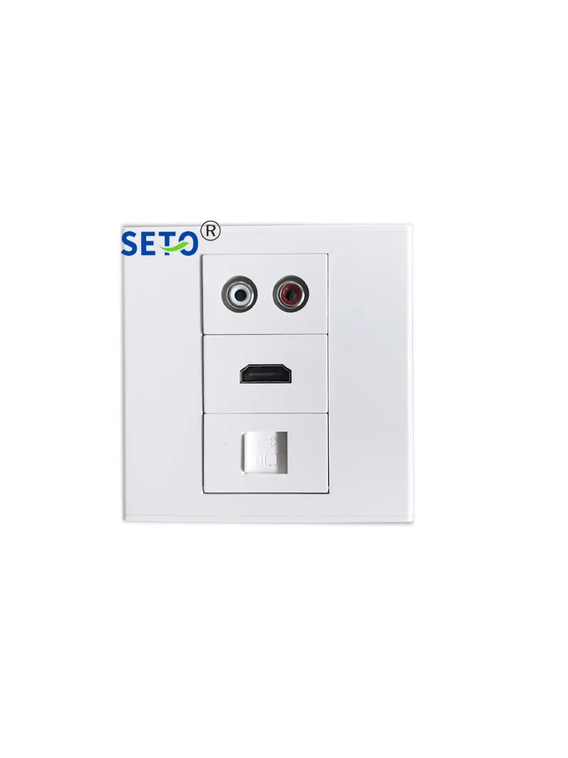 SeTo 86 Type Double RJ45 Cat5e Network Lan + RCA AV Audio Red&ampWhite HDMI Panel Wall Plate Socket Keystone Faceplate | Обустройство