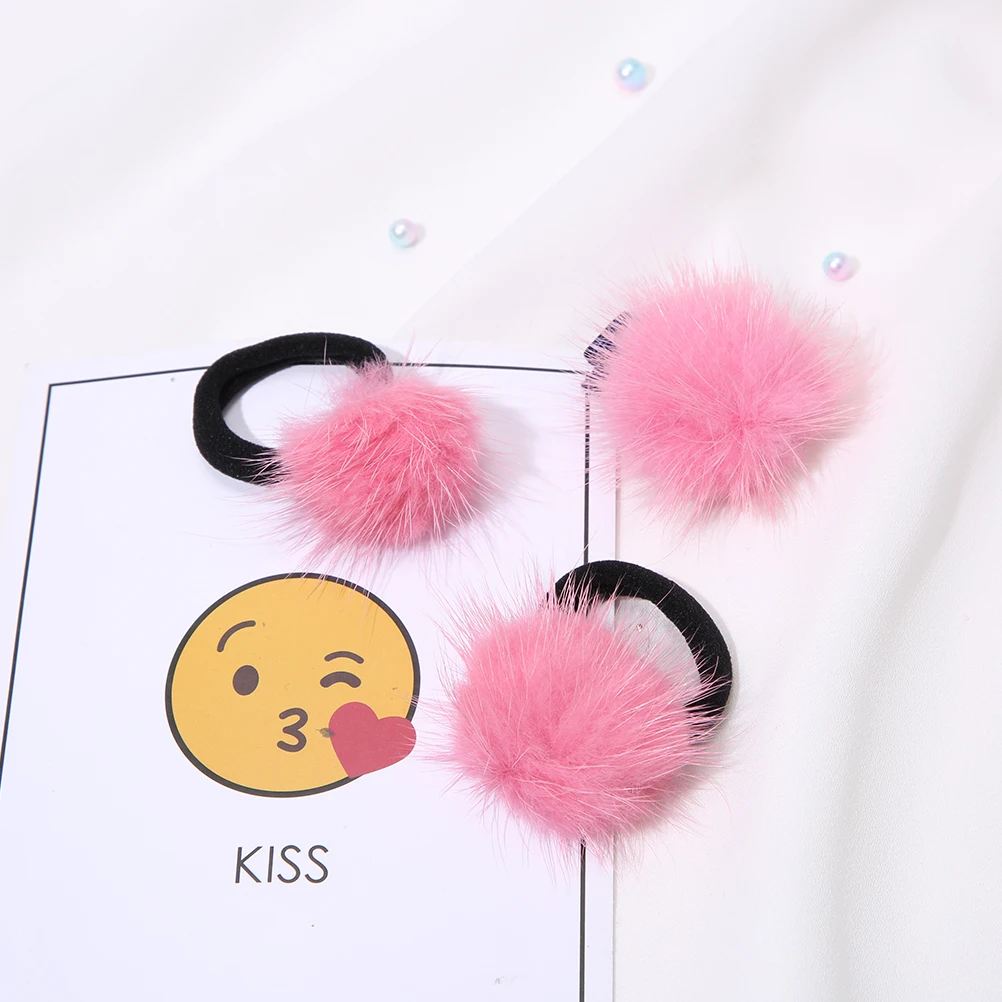 3PCS E M MISM модные заколки для волос, заколки для волос с мини помпоном, резинки для волос, эластичные резинки для волос, заколки для волос, женские заколки - Цвет: 3PCS E