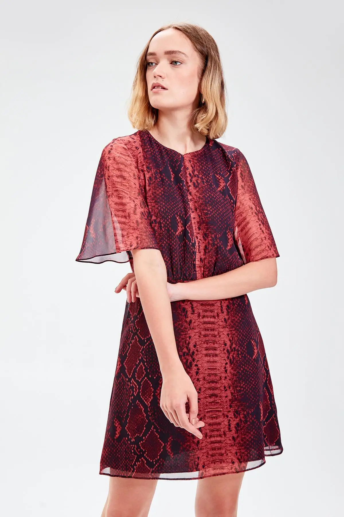 Платье с рисунком бордового цвета TWOAW20EL0598|Женские платья| |