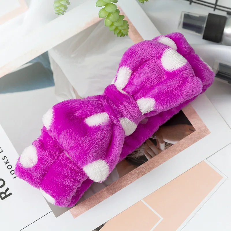 headband 03 Милая мягкая бархатная повязка на голову для девушек с бантом, в горошек, в полоску, повязка на голову для женщин, модная повязка на голову, аксессуары для волос - Цвет: headband 03