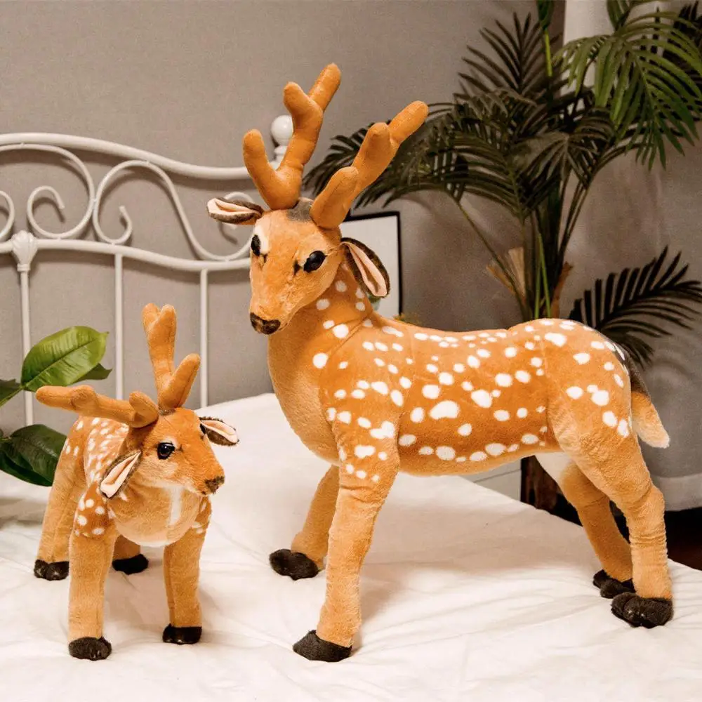 

Hot 34-80cm Cute Simulated Sika Deer Plush Toys for Children Real Life Giraffe Animal Stuffed Doll Home Decor Kids Birthday Gift