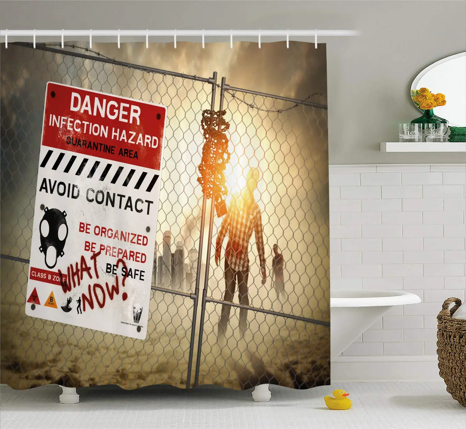 Занавеска для душа-Ящерица с опасной инфекцией зона карантина зомби будьте в
