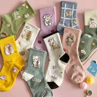 new product korean womens socks harajuku style trend cute japanese college style cartoon cat dog bear rabbit christmas socks