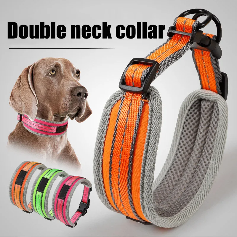 

Double Layer Pet Dog Collar Reflective Nylon Adjustable Pets Puppy Neck Collar FP8