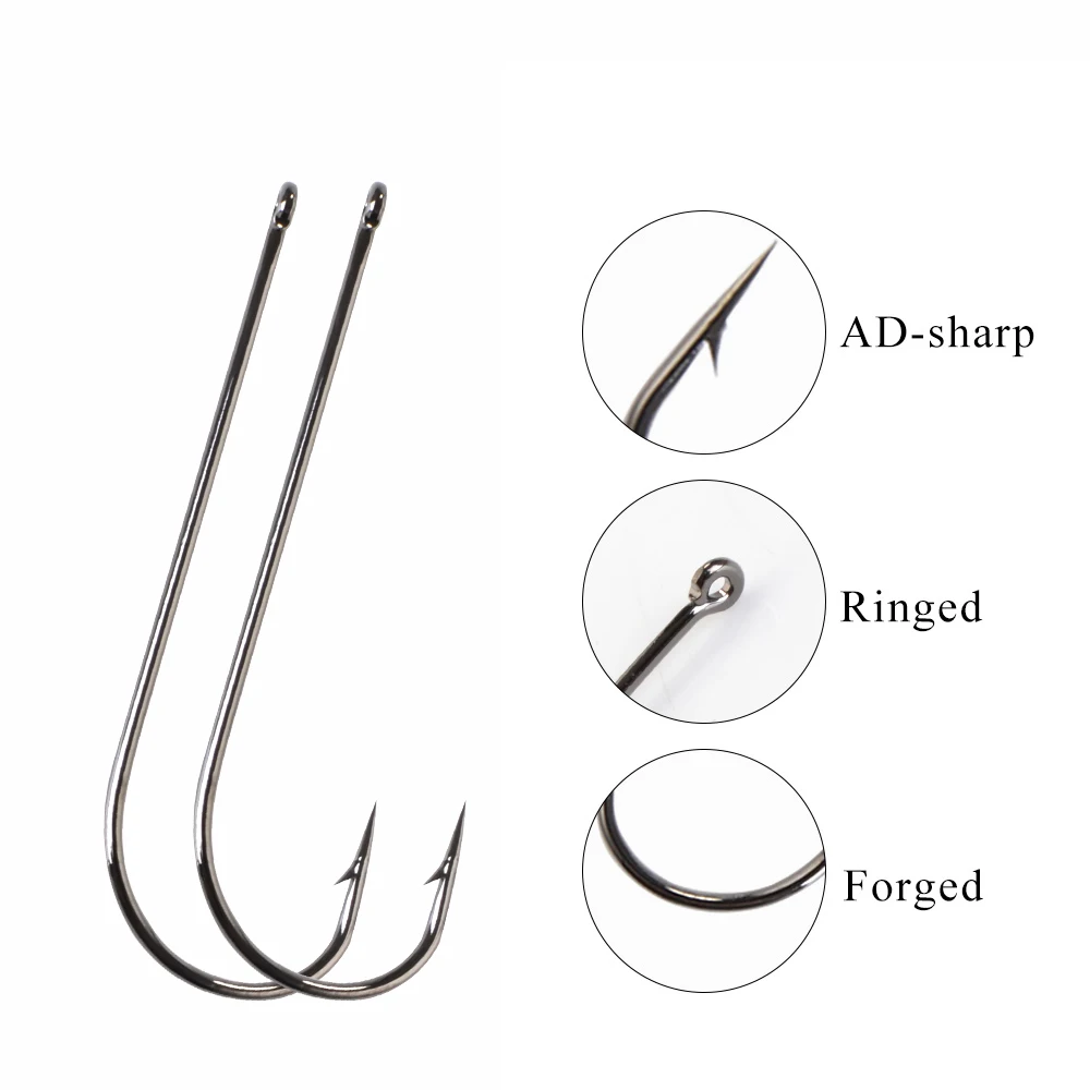 Fishing Hooks Set High Carbon Steel ROUND Ring Eye 7~10Pcs/Pack Fishhook Fly  Jip Barbed Carp Hooks Sea Tackle Accessories