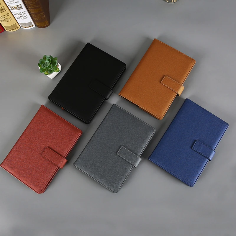 

A5 PU Cover Business Notebook With Magnetic Buckle&writing Paper Leather Office Diary Conference Record Notebook New Stationery