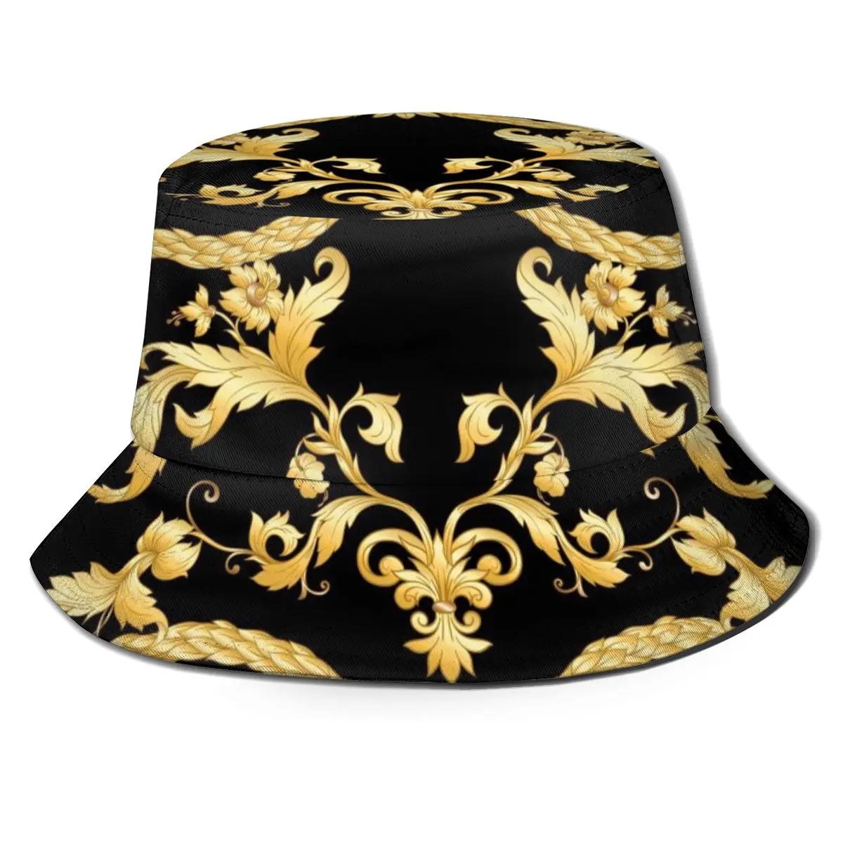

Luxury Floral Pattern Flowers Golden Fisherman's Hat Women Fashion Summer Hiking Hats for Girls Ladies Outdoor Sun Hat