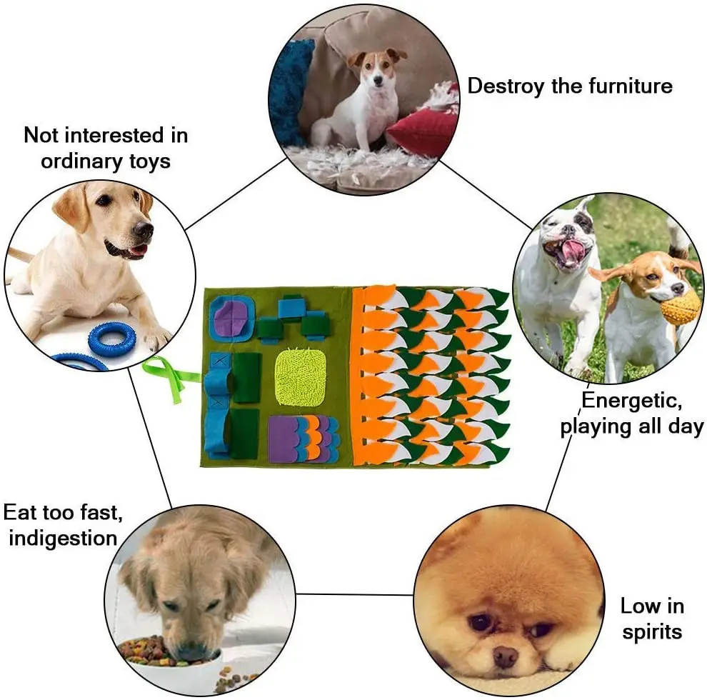 

Dog Feeding Mat, Dog Snuffle Mat Small/Large Dog Training Pad Pet Nose Work Blanket Non Slip Pet Activity Mat for Foraging Skill