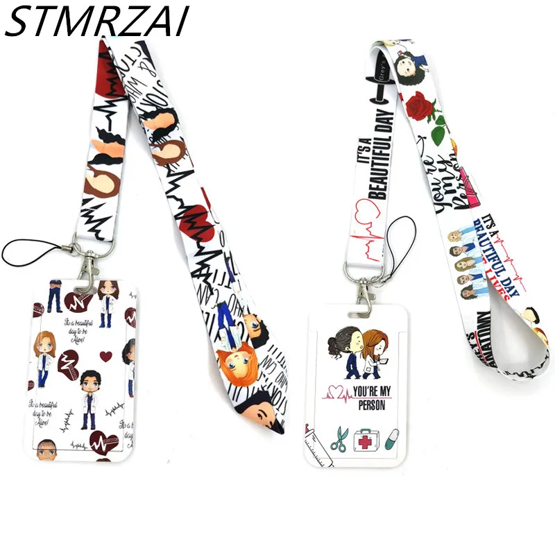 

Grey's Anatomy Doctors Nurse Lanyards Keychain Cartoon Lanyard for Keys Cell Phone Neck Straps ID Card Badge Holders Webbing