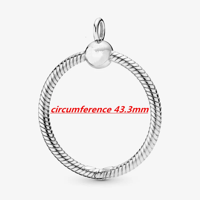 43.3mm Новинка, подлинное 925 пробы Серебряное ожерелье с О-образным вырезом, подвесное ожерелье Pandora, подвесное украшение из бисера, сделай сам, ювелирное изделие для женщин - Окраска металла: 43.3mm