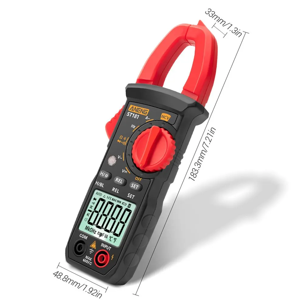 

ST181/182 Digital Clamp Meter DC/AC Current 4000 Counts Multimeter Ammeter Voltage Tester Car Amp Hz Capacitance NCV Ohm Test