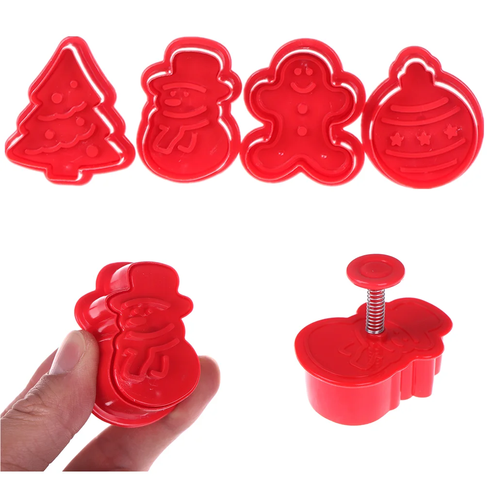 4 шт./компл. 3D Рождественские формочки для печенья, штамп для печенья, резак для печенья, форма для выпечки «сделай сам», для домашнего имбиря