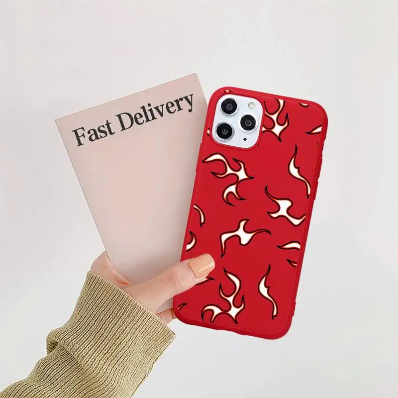 

0 Blue Flame Fire pattern Phone Case Candy Color for iPhone 6 7 8 11 12 s mini pro X XS XR MAX Plus