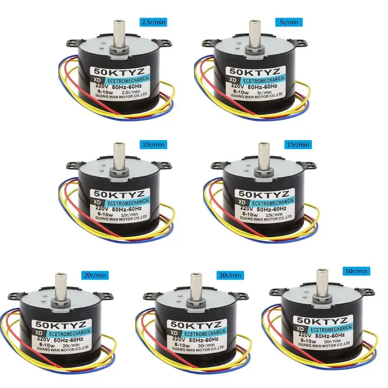 

50KTYZ Magnet Synchronous Motor AC220V 2.5-50R/Min Low Speed Reducer Motors Kit