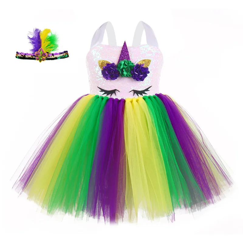 

Little Child Pony Dress Unicorn Birthday Tutu Dress for Girls Unicorn Dress Sequin Top Pastel Clothing Kids Christmas Dress