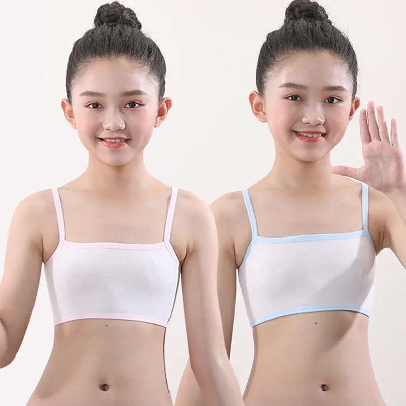

2Pcs Children Girl Bra 7-15 Years Cotton Teens Teenage Underwear Summer Kids Vest Cute Bras Teen Girls Clothing