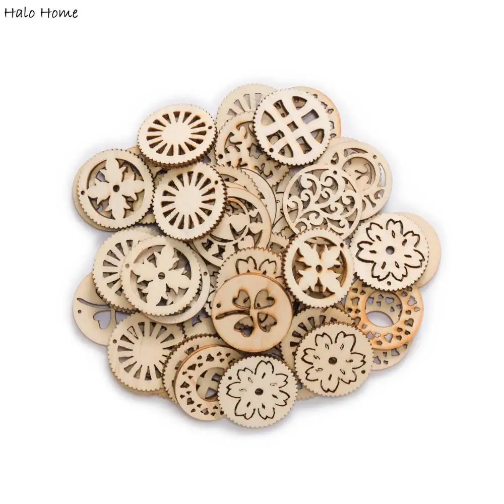 30 шт полый круглый древесные опилки Скрапбукинг Carfts ручной работы Домашняя