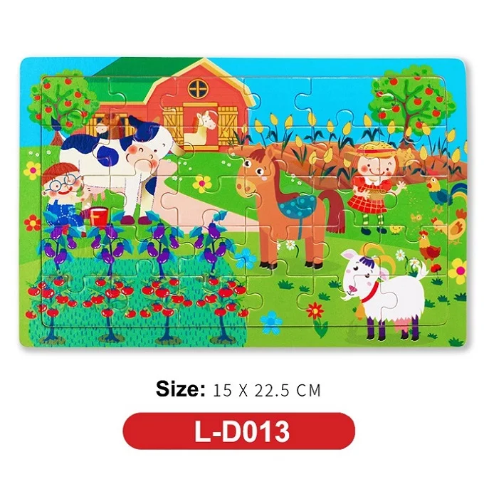 L-D013 Горячая новинка 30 шт. деревянный пазл животное детская игрушка деревянные пазлы мультяшный автомобиль Обучающие Развивающие игрушки для детей - Цвет: L-D013
