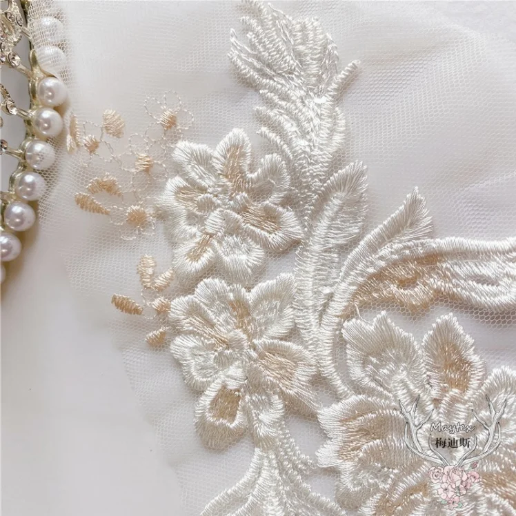 5 Pieces 20*12cm Champagne Lace Neckline trimming DIY Garment Accessory Gorgeous Floral Trim Applique | Дом и сад