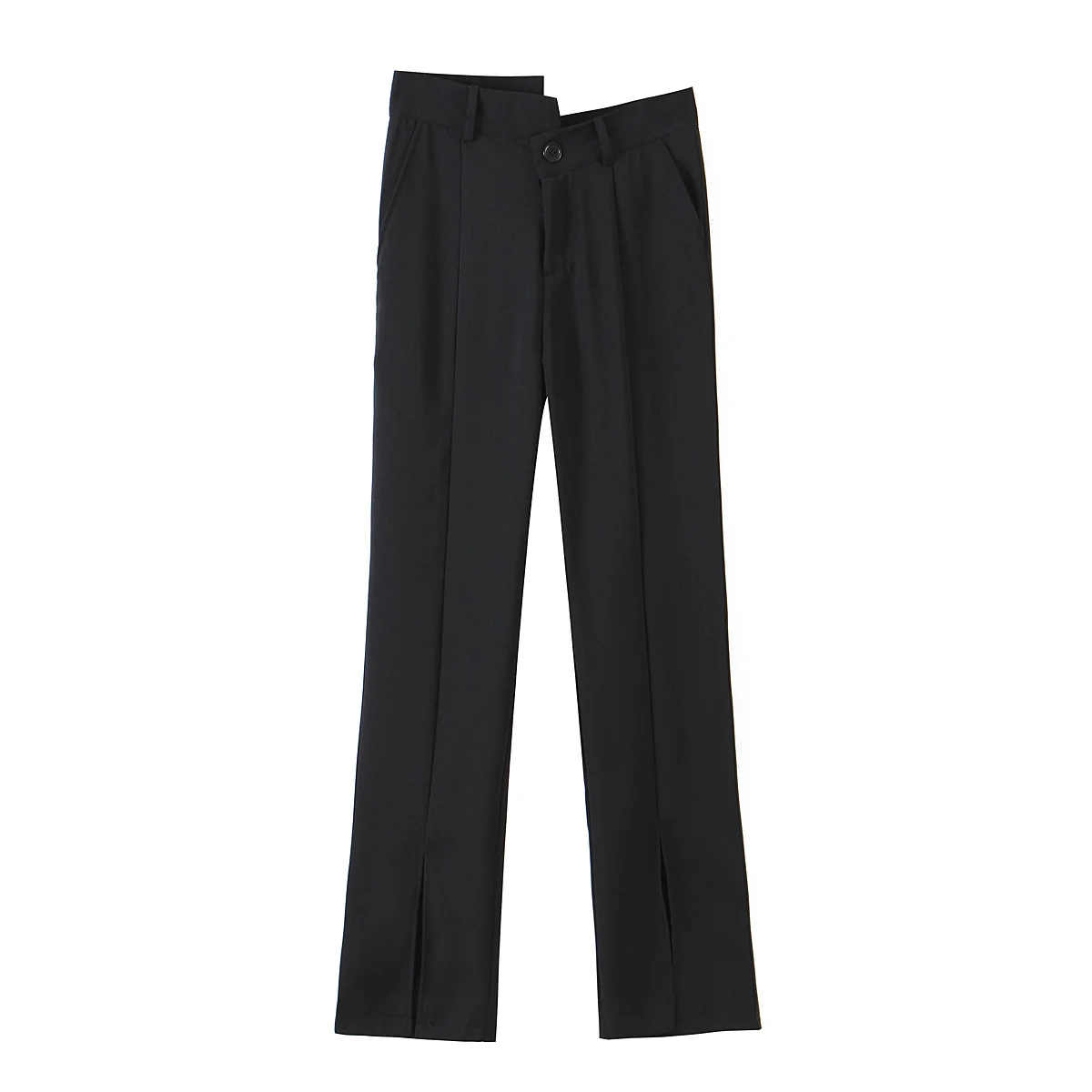 

JCÂ·KILIG Korean Edition Women's Summer 2021 New High Waist Asymmetrical Slim Slit Straight Pants D9135