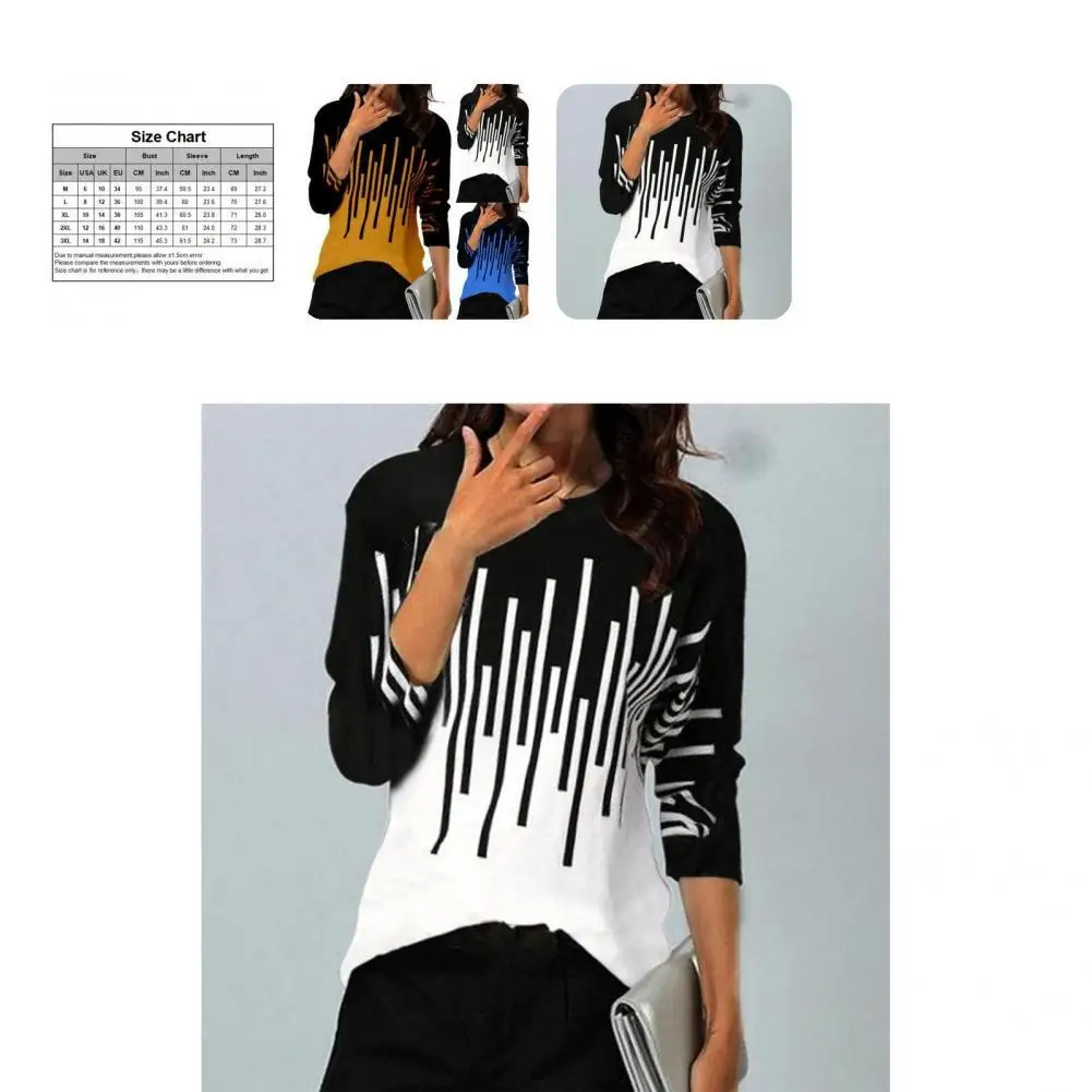 

Fashion Top T-Shirts Washable 3 Colors Striped Print Loose Women T-Shirts Women T-Shirts Top T-Shirts