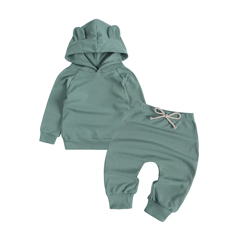 2Pcs Spring Autumn Cotton Baby Clothing Soild Hoodies +Haren Pants Sets Baby Boys Clothing Suit Free Shipping